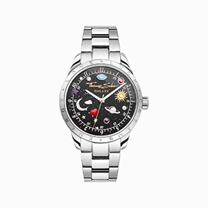 Watch with cosmic dial in black silver-coloured