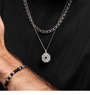 Pendant lucky charm with black onyx silver