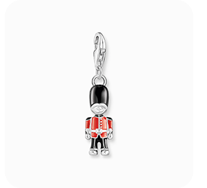 Silver charm pendant LONDON royal guard with cold enamel