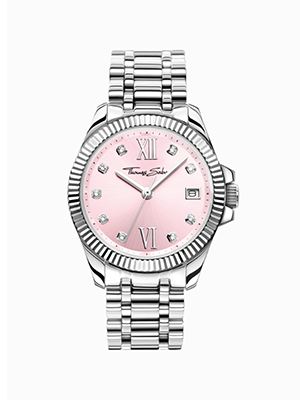 Watch for women Divine Pink with white stones silver-coloured