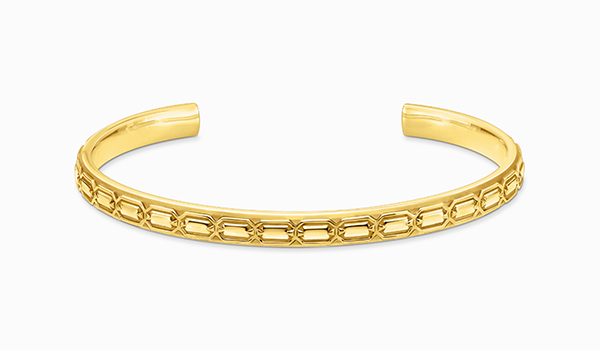 Yellow-gold plated slim bangle with crocodile detailing