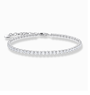 Silver tennis bracelet with white zirconia