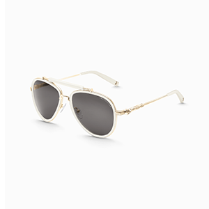 White sunglasses HARRISON aviator-shaped with grey lenses