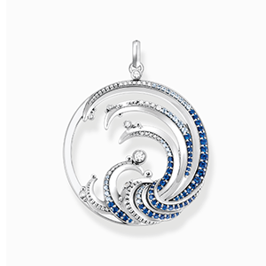 Pendant wave with blue stones