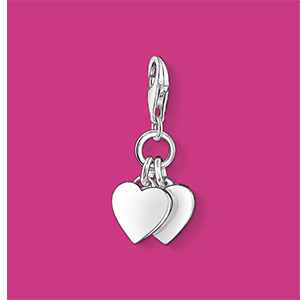 Charm pendant two hearts