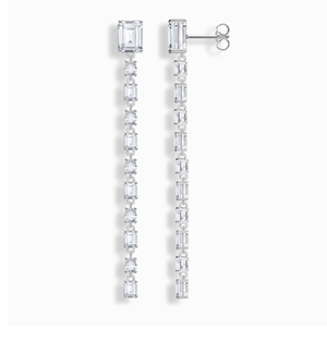 Silver long earrings with white zirconia