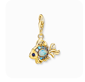 Charm pendant colourful fish gold plated
