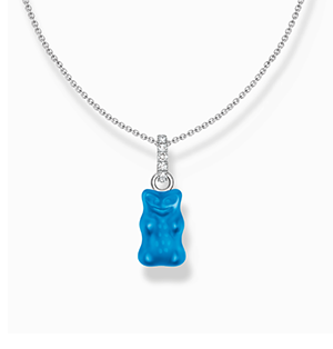 Silver necklace with blue goldbears pendant and zirconia