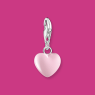 Charm pendant pink heart silver