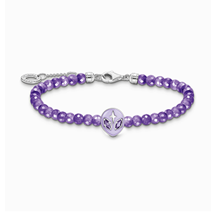 Bracelet with imitation amethyst bead silver