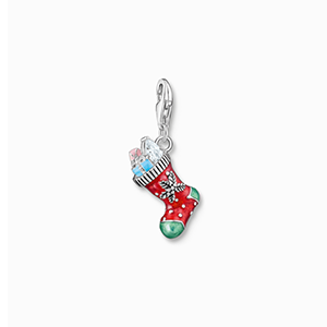 Silver Christmas sock charm pendant