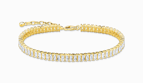 Tennis bracelet with white stones gold plated