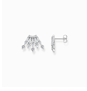 Ear studs with winter sun rays silver