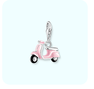 Charm pendant pink scooter silver