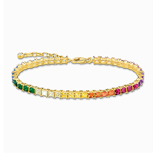 Tennis bracelet with colourful stones gold plated