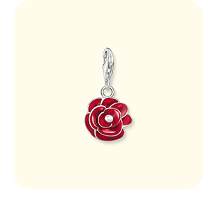 Charm-Anhänger rote Rose Silber