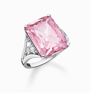 Ring with pink and white stones silver