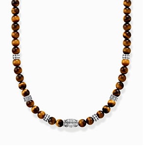 Necklace with tiger's eye beads silver
