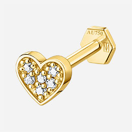 Single Piercing Stud Heart 4,5 MM