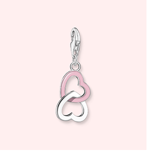 Charm pendant pink heart silver