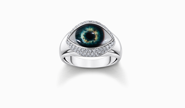 Silver ring with all-seeing eye with white zirconia