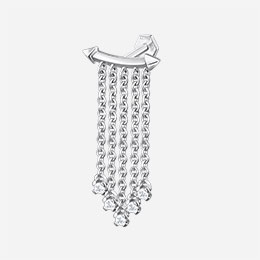 Single Piercing Stud Chain Bar With Pyramids 20 MM