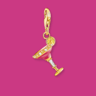 Charm pendant red cocktail glass gold plated