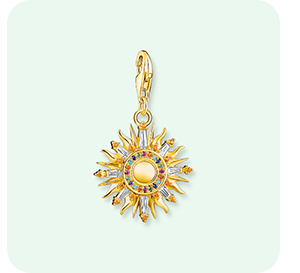 Charm pendant colourful sun gold plated