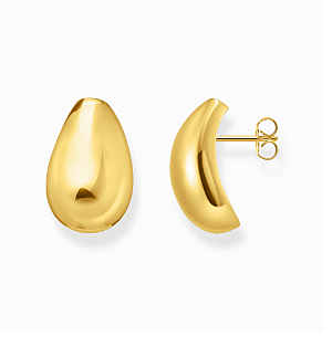 Gold-plated ear studs in drop shape