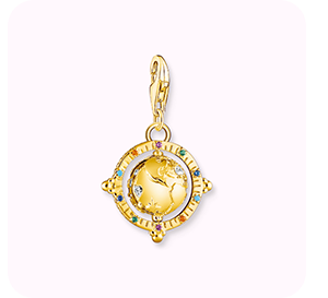 Charm pendant colourful globe gold-plated