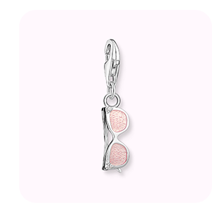 Charm pendant pink sunglasses with white stones silver