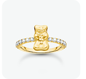 Gold-plated ring with HARIBO goldbear and zirconia
