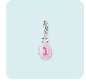 Charm pendant pink drop silver