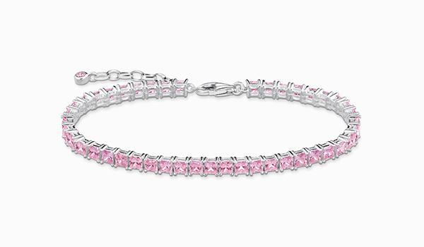 Tennis bracelet with pink stones silver