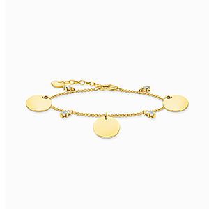 Bracelet 3 Coins gold with white stones