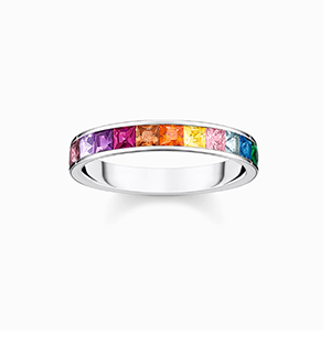 Ring colourful stones silver