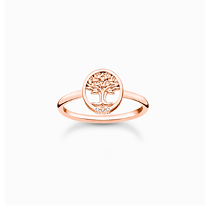 Ring Tree of Love with white stones rose gold