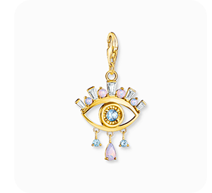 Charm pendant blue eye, gold plated