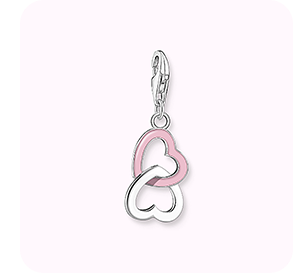 Charm pendant pink heart silver