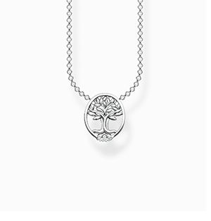 Necklace Tree of Love with white stones, silver