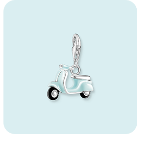 Charm pendant turquoise motor scooter silver
