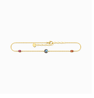 Anklet colourful stones, gold