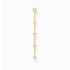 Sinlge ear stud white stones, gold