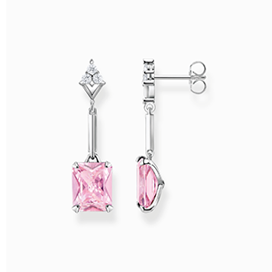 Earrings with pink and white stones silver