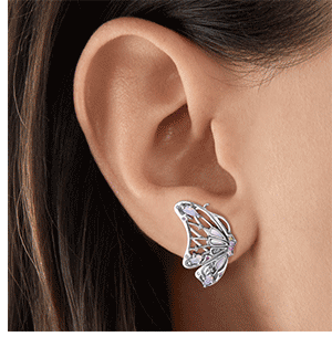 Earrings butterfly silver