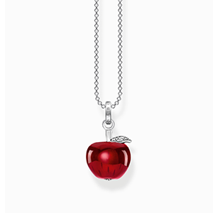 Necklace with red apple silver