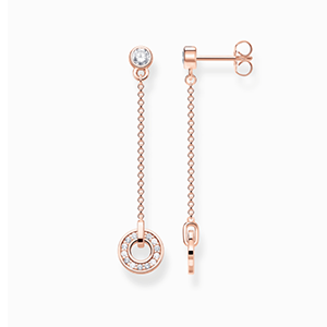 Earrings circle with white stones rose gold plated