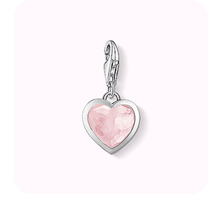 Charm pendant pink heart silver