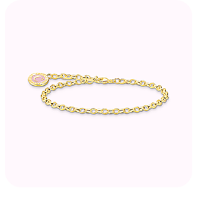 Charm bracelet with pink cold enamel gold plated