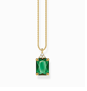 Necklace with green and white stones gold plated